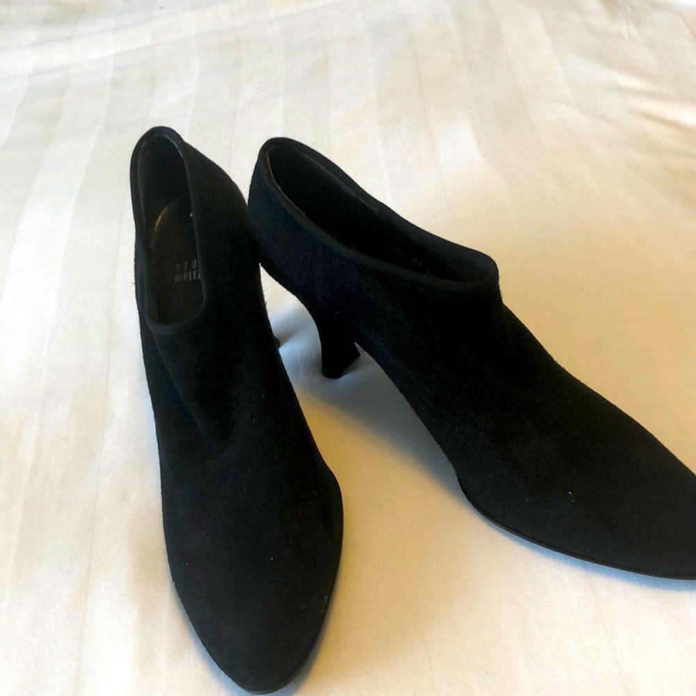 Stuart Weitzman Ankle Bootie Black Suede Pumps - 8 1/2 Narrow - #224 - Picture 2 of 8